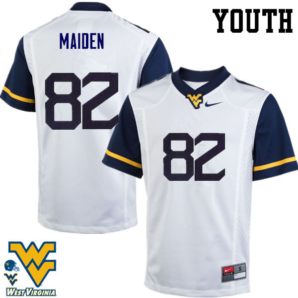 NCAA Youth Dominique Maiden West Virginia Mountaineers White #82 Nike Stitched Football College Authentic Jersey NQ23U62BN